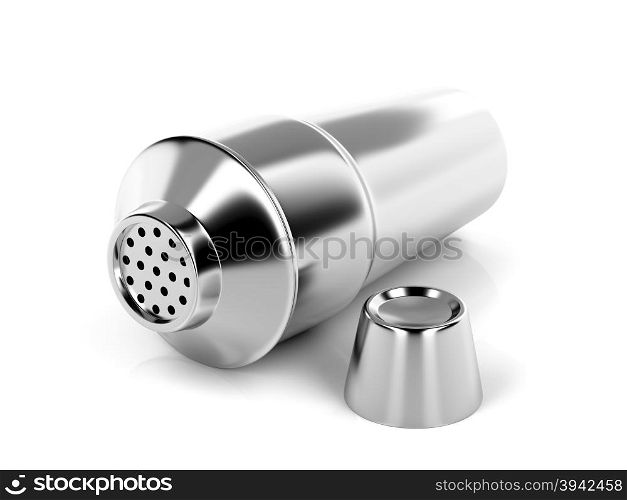 Silver cocktail shaker on white background