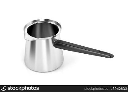 Silver coffee pot on shiny white background