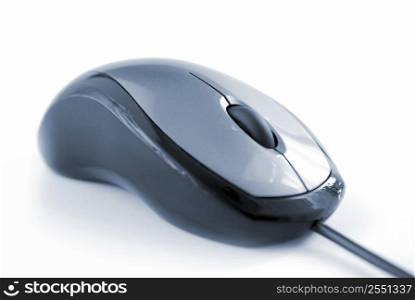 Silver computer mouse isolated on white background