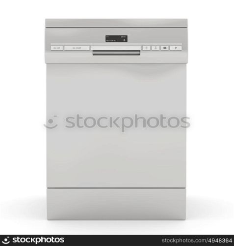 Silver dishwasher isolated on a white background