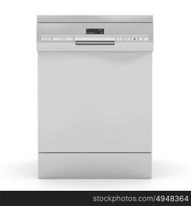 Silver dishwasher isolated on a white background