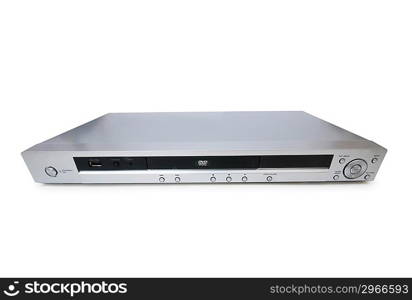 Silver DVD player isolated on the white