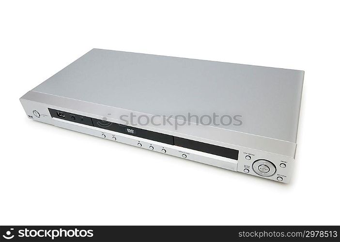 Silver DVD player isolated on the white