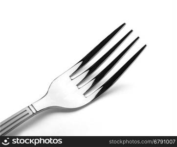 silver fork back on white background with clipping path