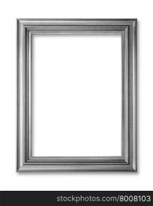Silver frame. Silver arts and crafts pattern picture frame. Isolated on white
