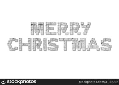 Silver Gift Boxes Spelling Merry Christmas Against White Background