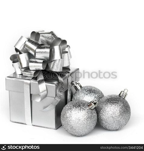 silver gift isolated on white