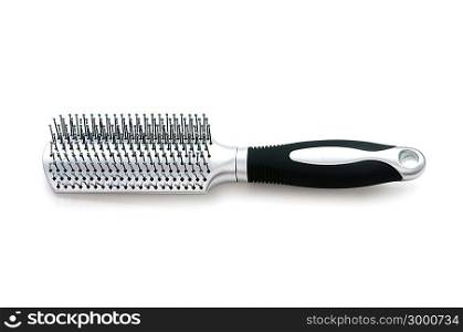 Silver hairbrush isolated on the white background