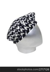Silver head for modeling wearing a fashionable houndstooth beret - path included
