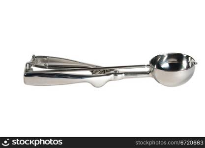 silver Ice cream scoop, spoon isolated on white