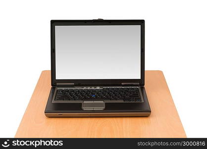 Silver laptop isolated on the white background