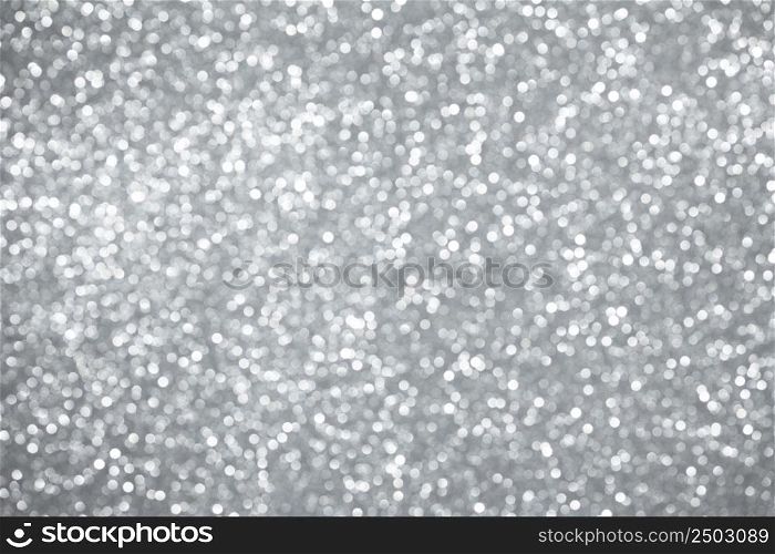 Silver lights bokeh background, abstract defocused glowing circles