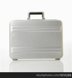 Silver metal briefcase.