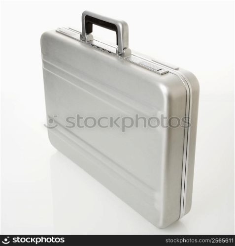 Silver metal briefcase.