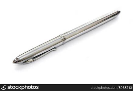 Silver metal pen isolated on white background