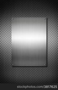 Silver Metal texture plate with screws on a aluminium grid background. Silver Metal texture plate with screws