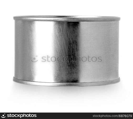 Silver metal tin can isolated on white background