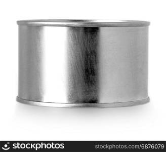 Silver metal tin can isolated on white background