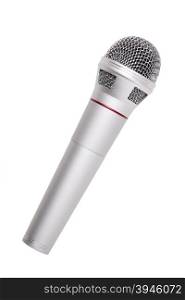Silver microphone close-up isolated over white background