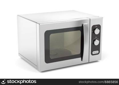 Silver microwave oven on white background