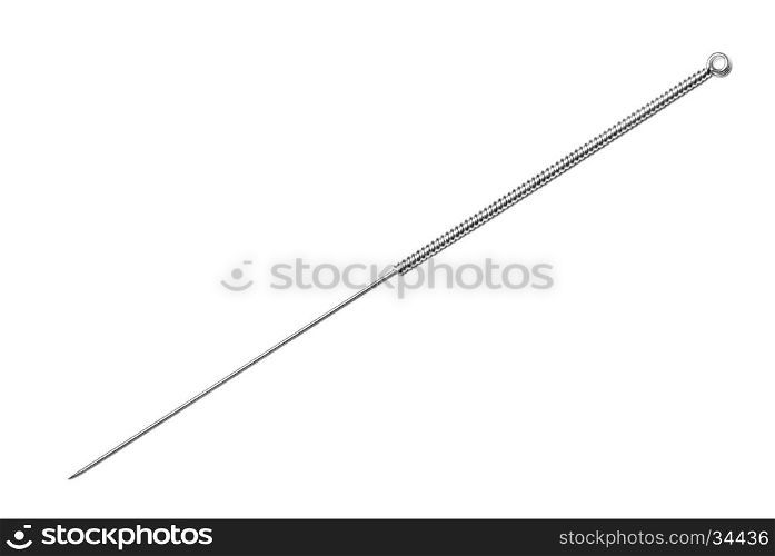 Silver needle acupuncture on an isolated white background.
