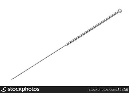Silver needle acupuncture on an isolated white background.