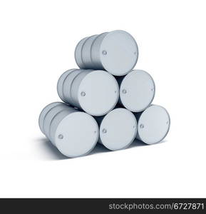 silver oil barrels 3d render