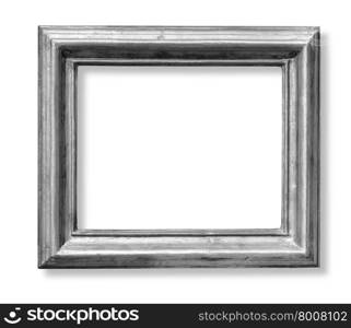 silver old grunge frame isolated on white background with clipping path