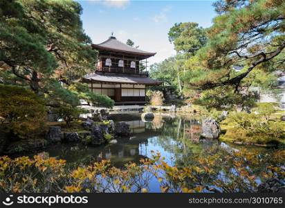 Silver Pavilion of Ginkakuji temple during autumn colors in kyoto, Japan
