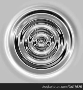 silver ripple. a top down view of the rings of a perfect water like ripple in silver or chrome