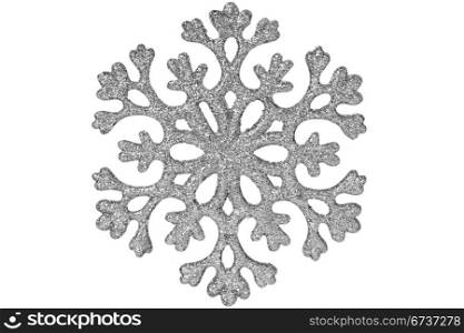 Silver shiny snowflake isolated on a white background