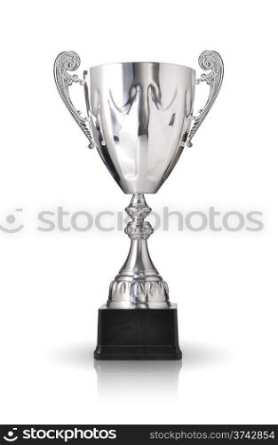 silver trophy isolated on white background