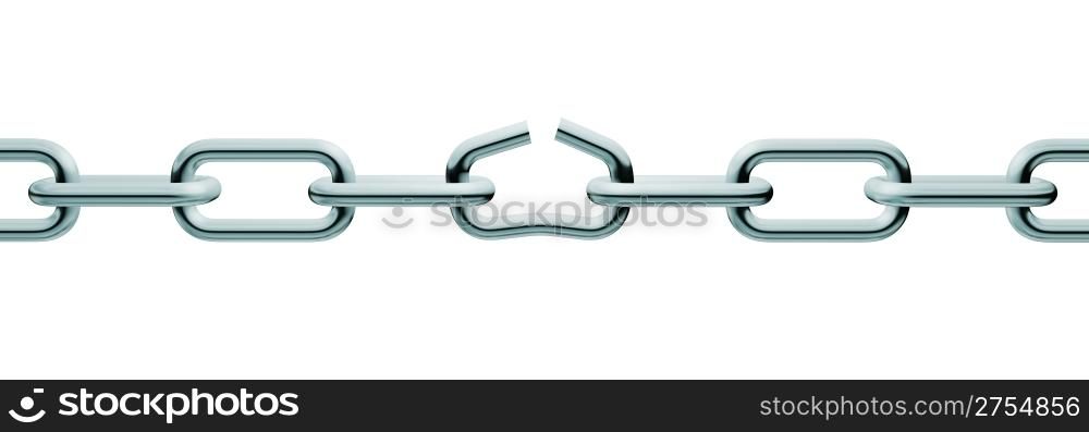 Silver unlink chain. Isolated on white background