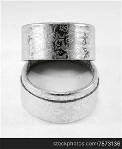 Silver velvet box for the ring, isolated over the white background
