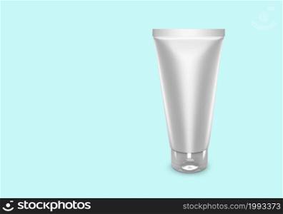 Silver white scrub tube mockup isolated from background: scrub tube package design. Blank hygiene, medical, body or facial care template. 3d illustration