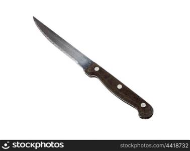 Silvered knife isolated on white background