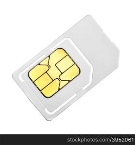 SIM card close-up isolated over white background