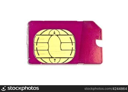 Sim card for mobile phone isolated on white background