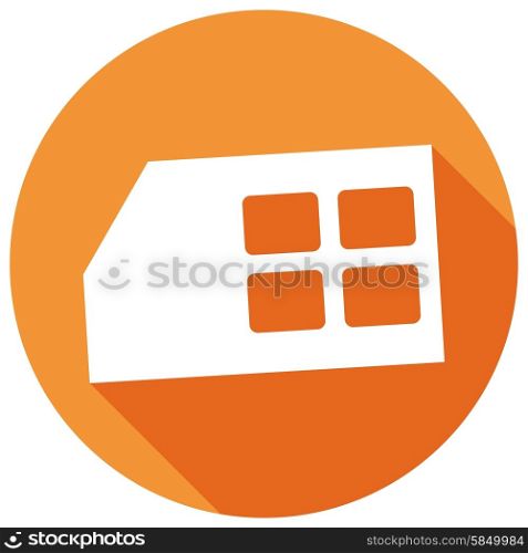 Sim card icon. Flat design style modern vector illustration. Flat long shadow icon. Elements in flat design.