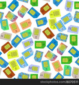 SIM Cards Seamless Pattern on White Background.. SIM Cards Seamless Pattern