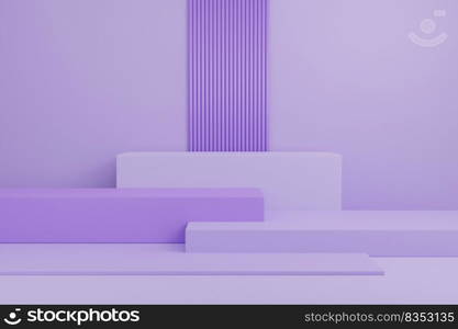 Simple abstract modern step product display podium platform in purple background architecture 3D rendering illustration