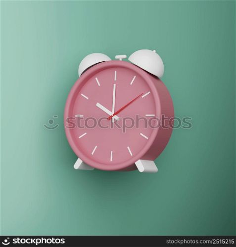 Simple alarm clock icon minimal design and color 3D rendering illustration