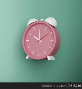 Simple alarm clock icon minimal design and color 3D rendering illustration