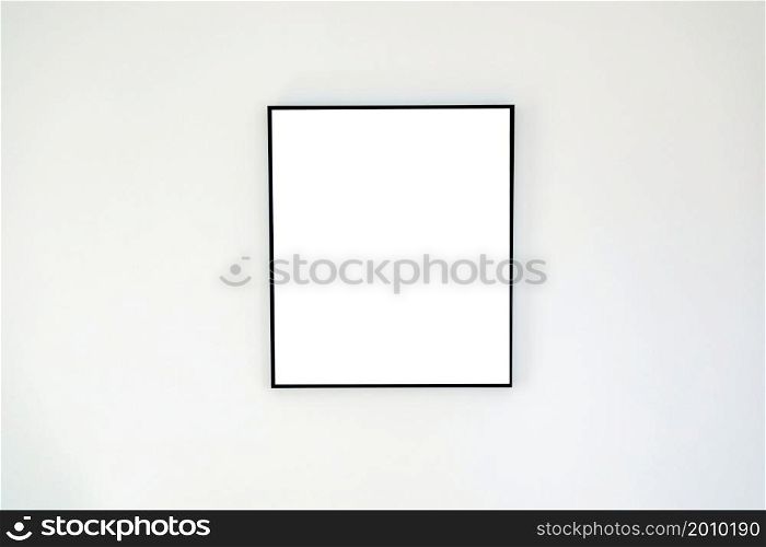 Simple black thin wooden picture frame border for modern wall isolated on white background