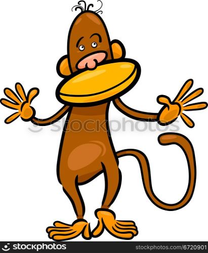 simple cartoon illustration of cute monkey character
