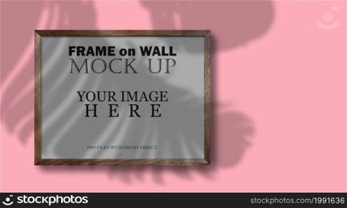 Simple concept of photo frame with leaf shadow for ornament