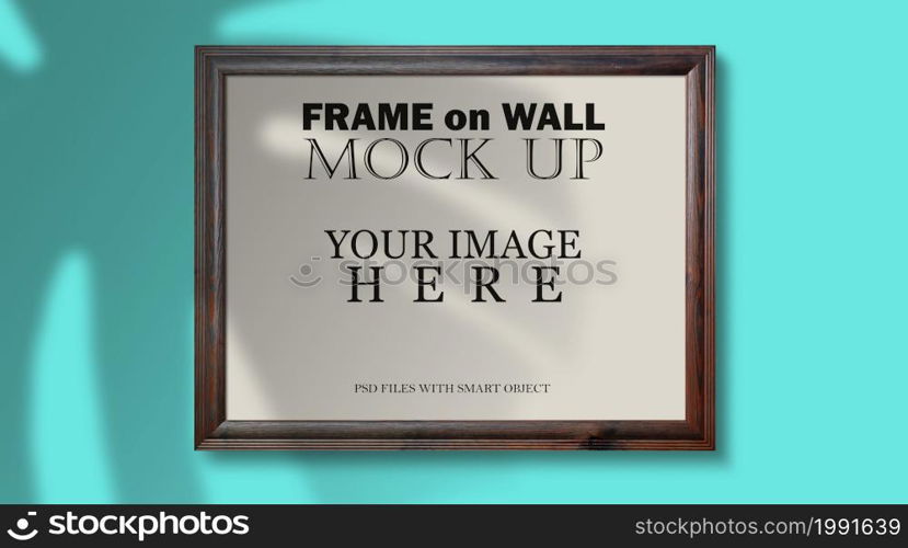 Simple concept of photo frame with leaf shadow for ornament