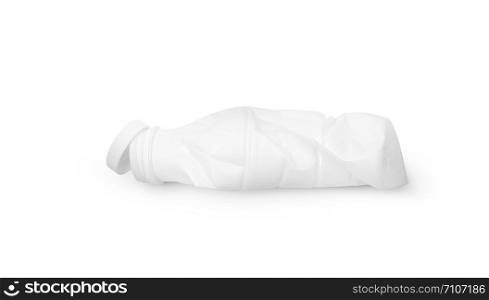 Simple deformed plastic bottle isolated on a white background.