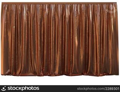 Simple draped copper, rose gold curtains background, 3D Illustration.