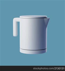 Simple electric kettle for household appliance category 3d render illustration. Isolated object on background.. Simple electric kettle for household appliance category 3d render illustration.